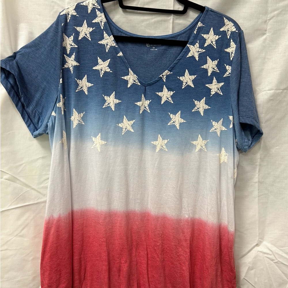 New Directions Red, White and Blue Graphic Short Sleeve Tee